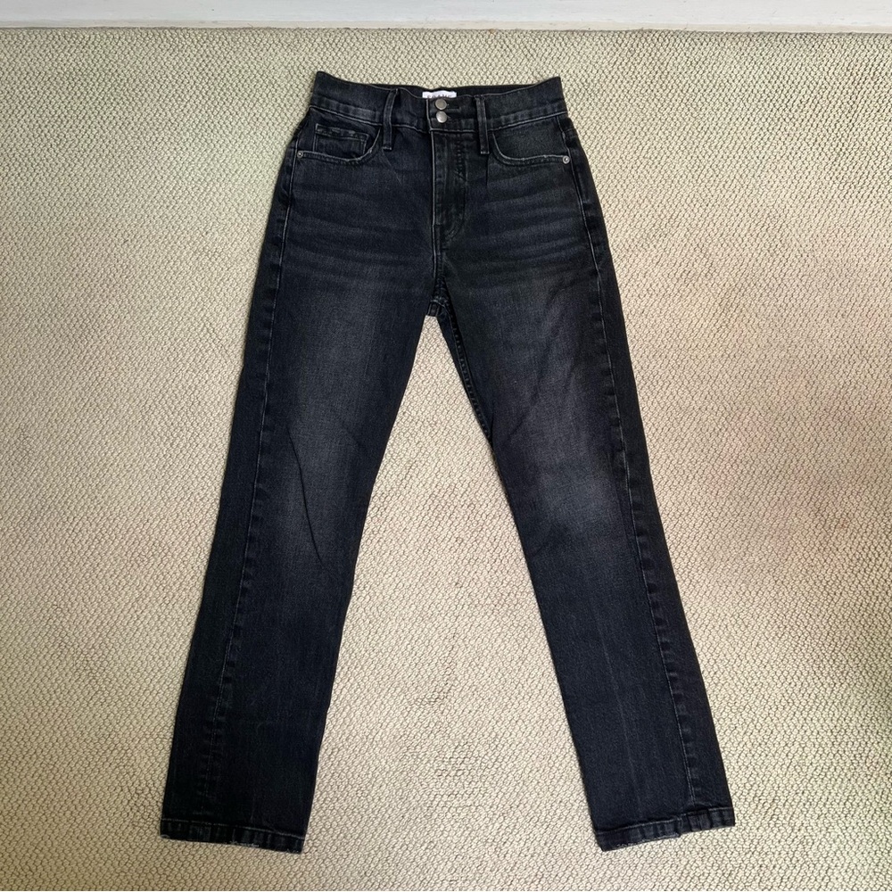 Frame Denim Women’s Straight Leg Jeans — Washed Black